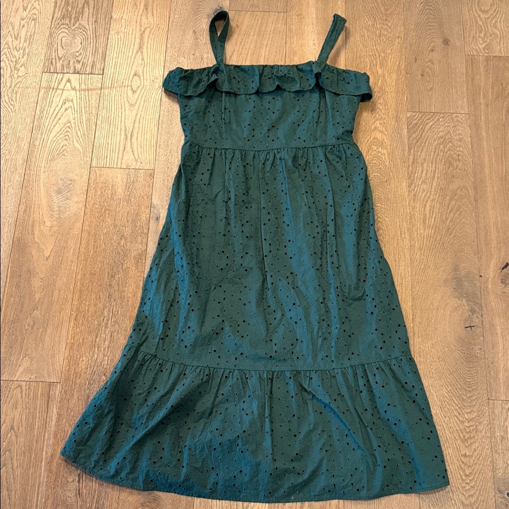 Loft Square Neck Eyelet Midi Dress - 10 - image 1